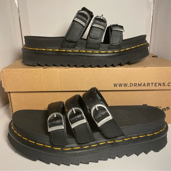 Dr. Martens Black Adair Slide Sandals 9 - Picture 4 of 10
